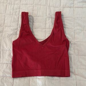 Colsie Red Ribbed Crop Top
